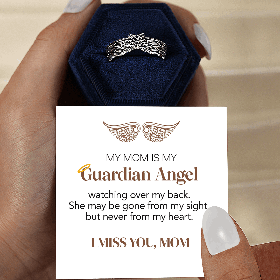 My Mom Is My Guardian Angel Personalized Wing Ring