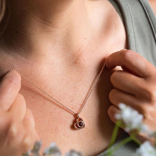 Personalised photo projection heart necklace