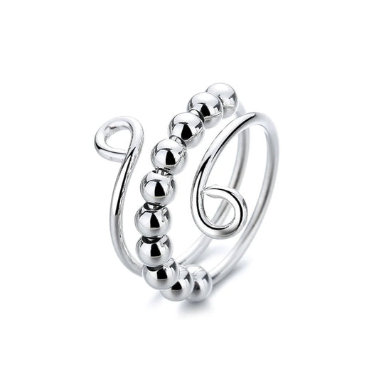 For Daughter - S925 Your Anxiety is Lying to You Circle Beads Fidget Ring