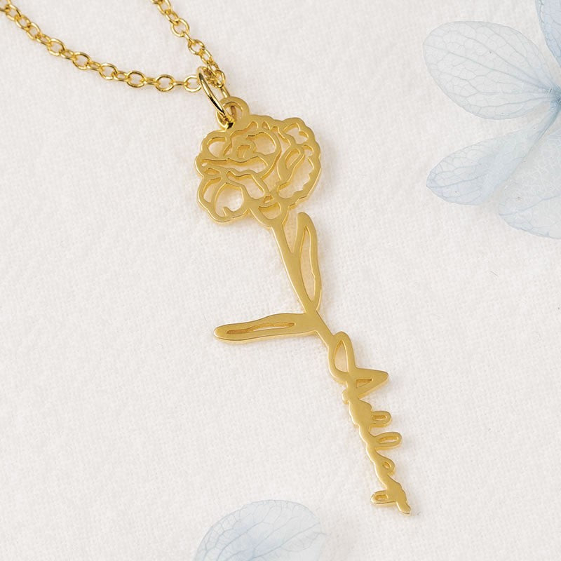 Birth Flower Name Necklace