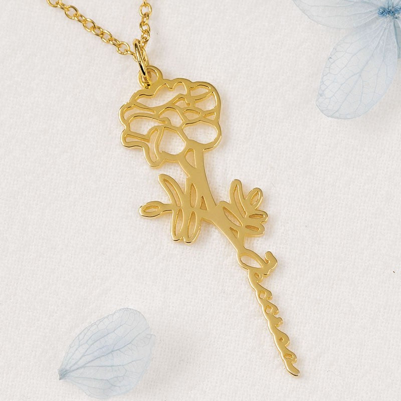 Birth Flower Name Necklace