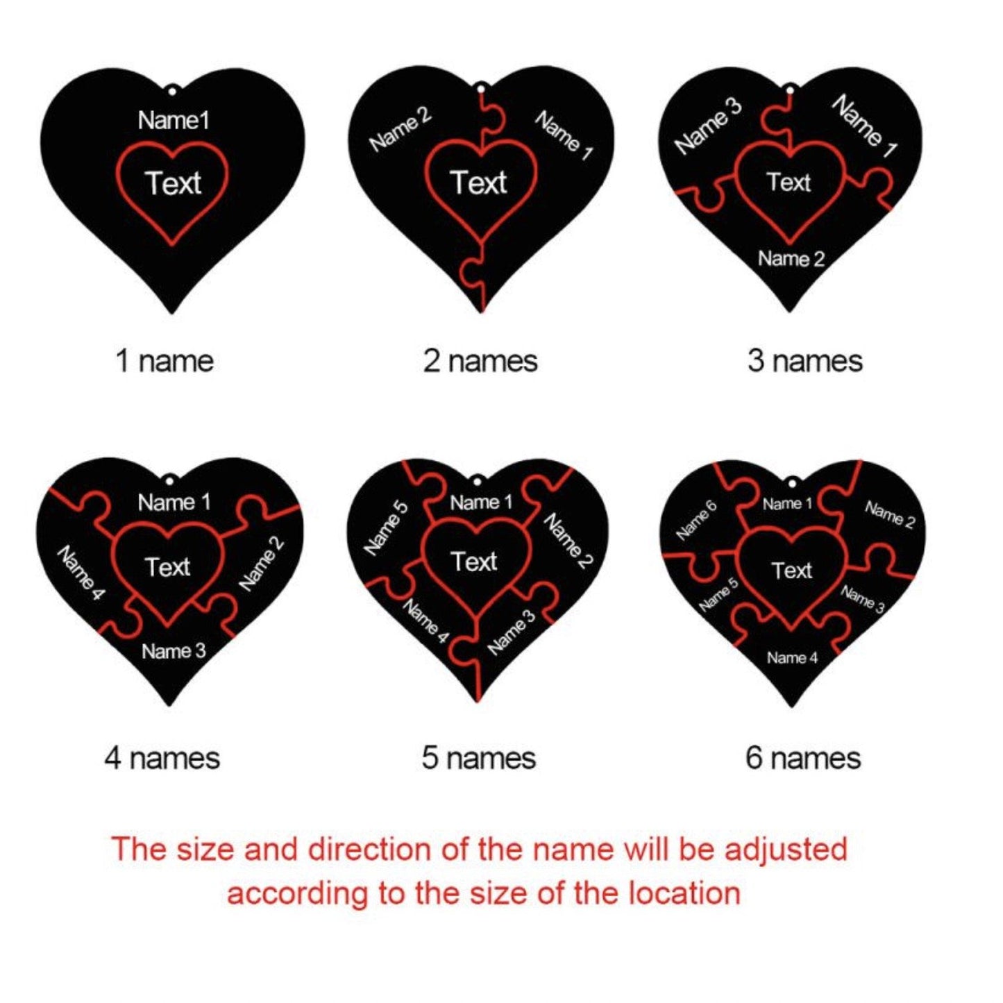 Personalized Heart Puzzle Family Name Necklace