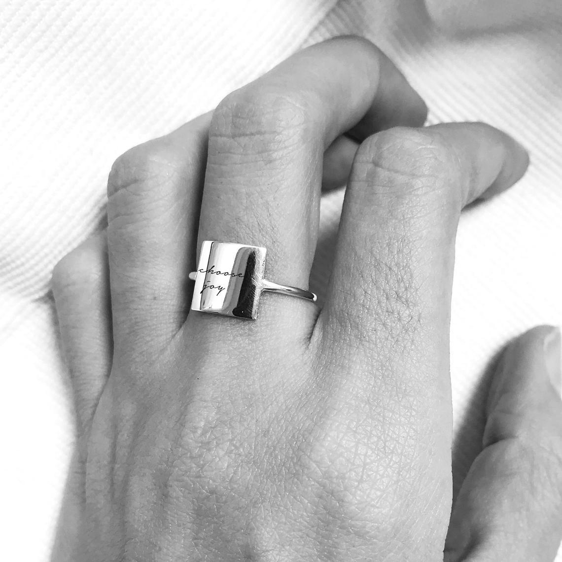 Sterling Silver Personalized Inspirational Ring I Am Enough Ring Choose Joy Ring I Love You More Ring
