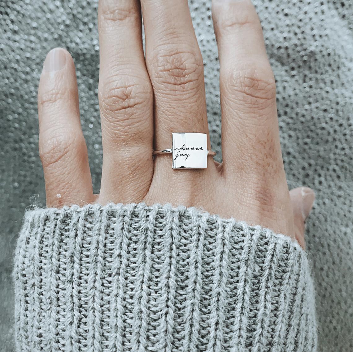 Sterling Silver Personalized Inspirational Ring I Am Enough Ring Choose Joy Ring I Love You More Ring