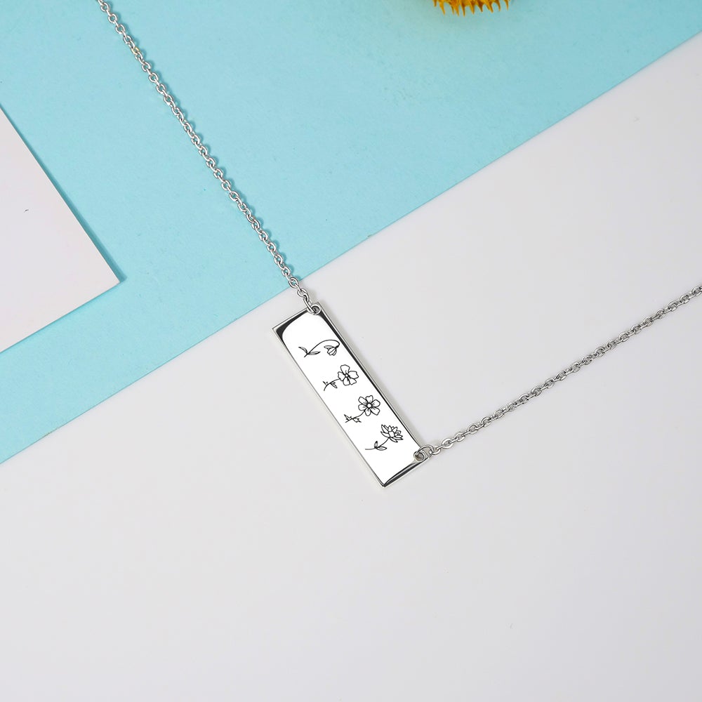 Personalized 1-6 Birth Month Flowers Necklace Mother Gift