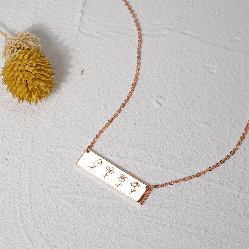 Personalized 1-6 Birth Month Flowers Necklace Mother Gift