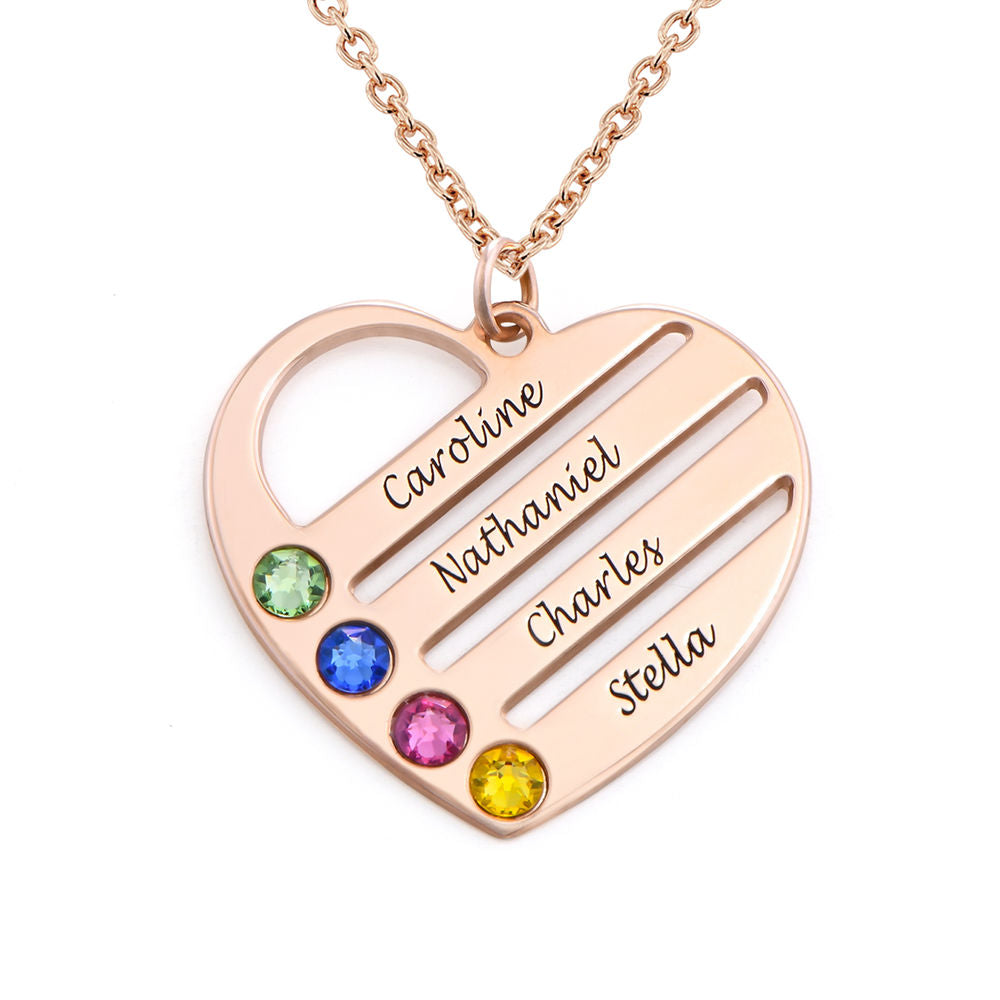 Moonstone heart jewelry with engraved names