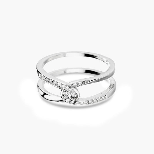 For Daughter - S925 No Matter How Busy We May be Our Hearts are Always Linked Together Cross Ring