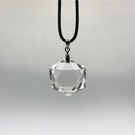 Clear Quartz Hexagram Pendant-Natural White Crystal Healing Necklace