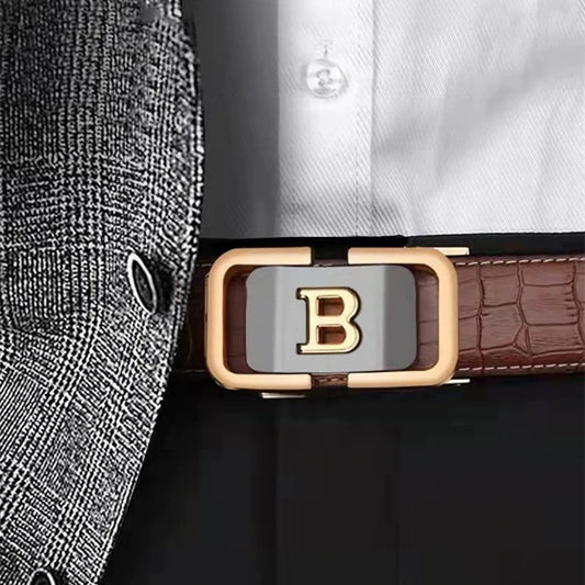 Men's Leather Business Youth Casual Pants Belt