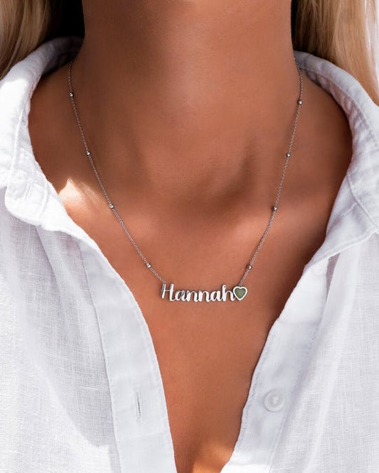 Sterling Silver Birthstone Name Necklace
