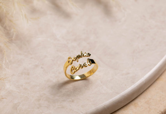 Sterling Silver Personalize Two Names Ring
