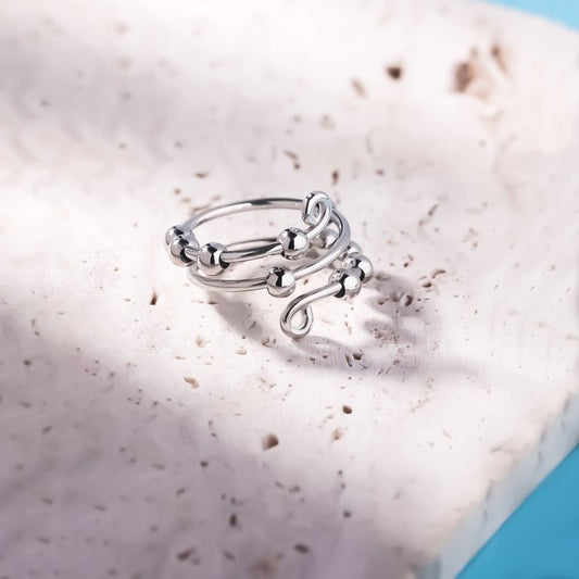 For Daughter - S925 Your Anxiety is Lying to You Circle Beads Fidget Ring