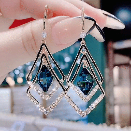 New Year Hot Sale--Rhombus Sapphire Earrings ✨