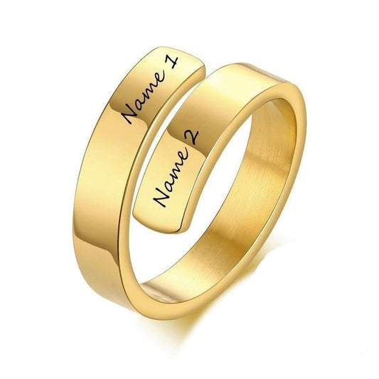 Elegant Adjustable Custom Ribbon Design Name Ring
