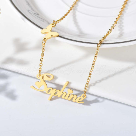 Fashion Custom Engraved Name Necklace With Butterfly