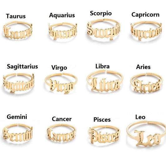 Minimalist Zodiac Style Letter Rings