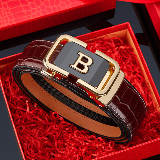 Men's Leather Business Youth Casual Pants Belt