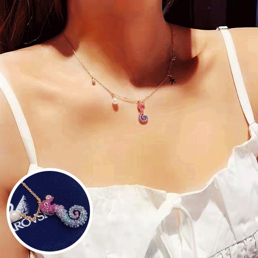 Gold Gradient Colored Seahorse Necklace