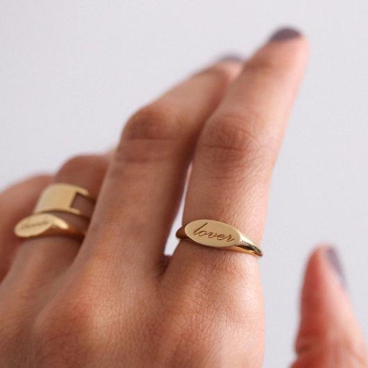 Oval Signet Engraved Name Ring