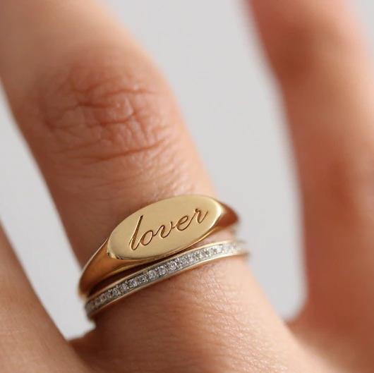 Oval Signet Engraved Name Ring