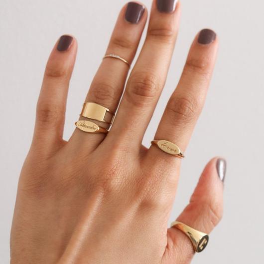 Oval Signet Engraved Name Ring
