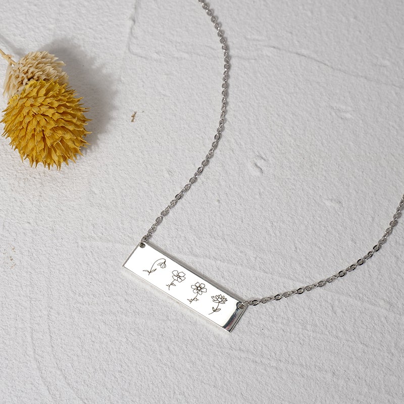 Personalized 1-6 Birth Month Flowers Necklace Mother Gift