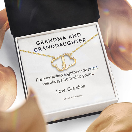 To My Beautiful Granddaughter | Forever Linked Together | 925S Heart Necklace
