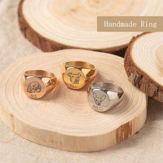 Personalized Minimalist Pet Portrait Ring